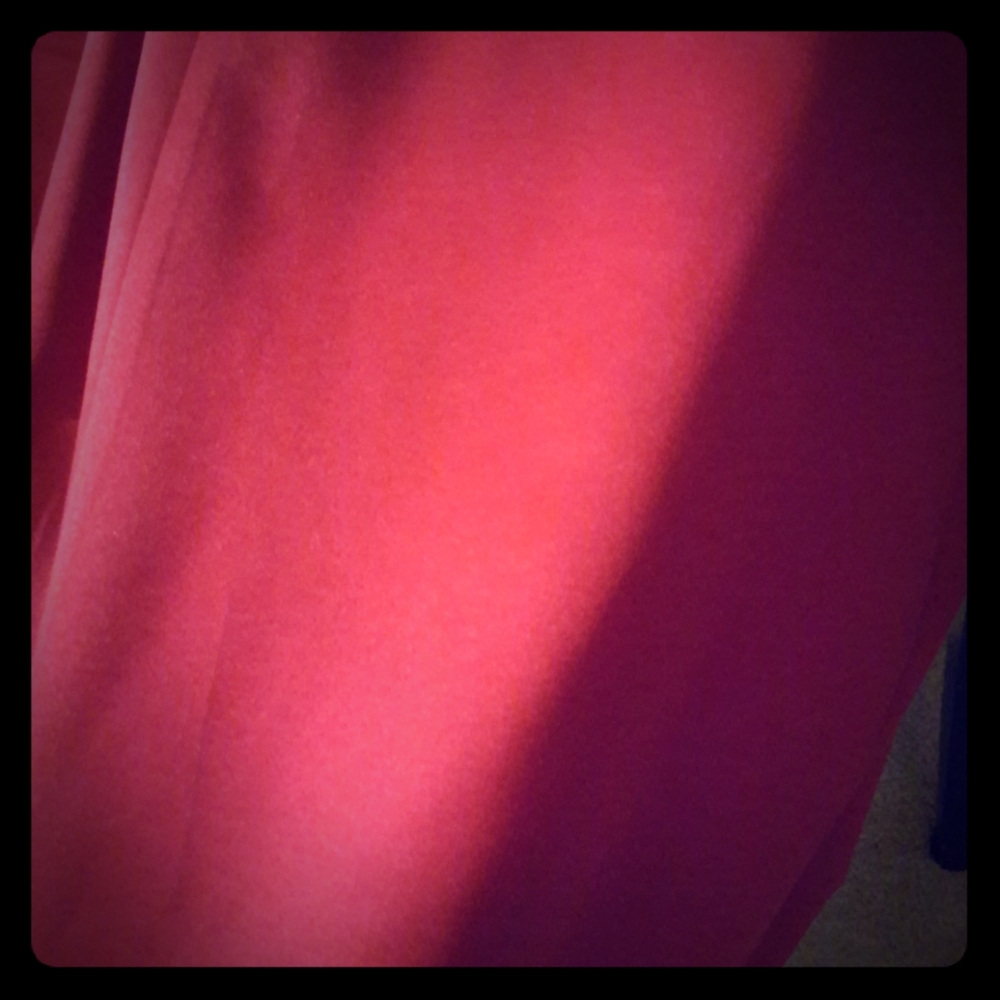 Red strapless evening gown